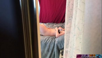 Son helping out his horny mom after peeping on her masturbate